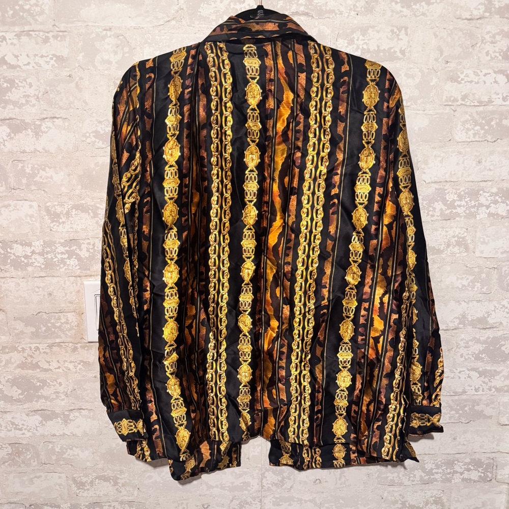 Silk Versace Inspired Baroque Patterned Shirt - image 2